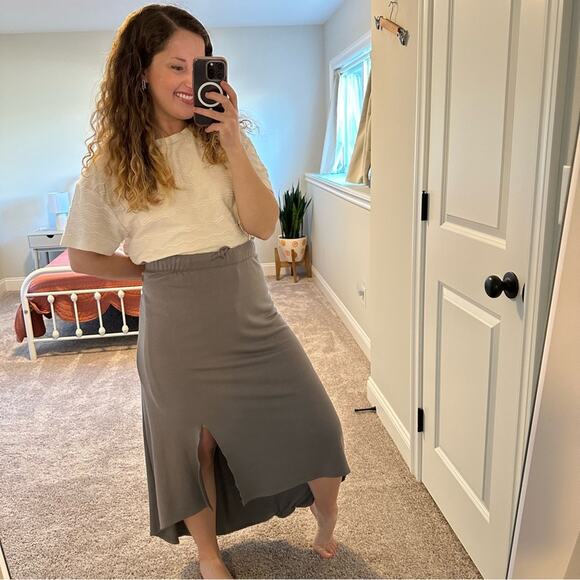 Peace Love World Gray Asymmetrical Maxi Skirt 1X - Picture 3 of 12